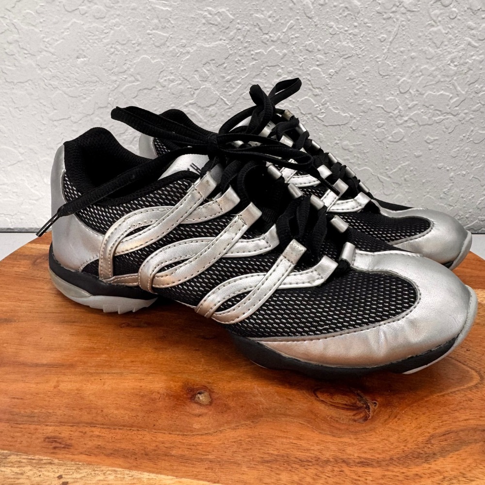 Bloch Boost DRT Womens 8.5 Silver Black Mesh Jazz Dance Sneakers